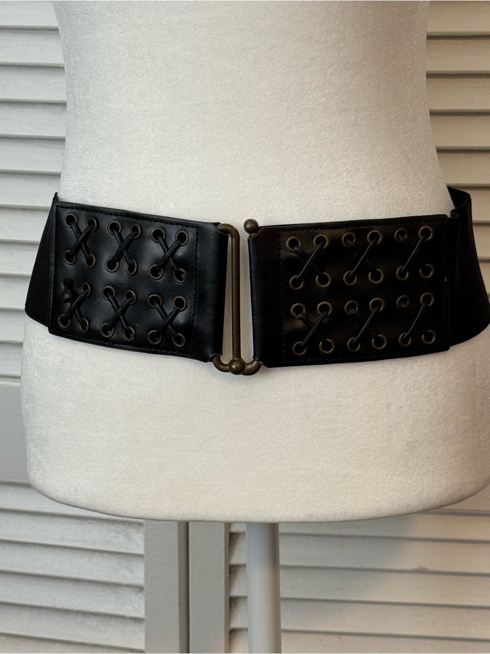 Dark Cottage core Witchy Rampage Black Wide Lace-Up Waist Belt .